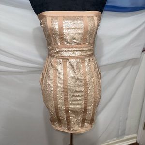 Small Nude bandage strapless dress with sequin
